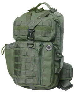 OD green sling backpack 18 inches