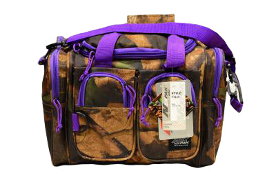 purple and camo utility bag, 15 inches