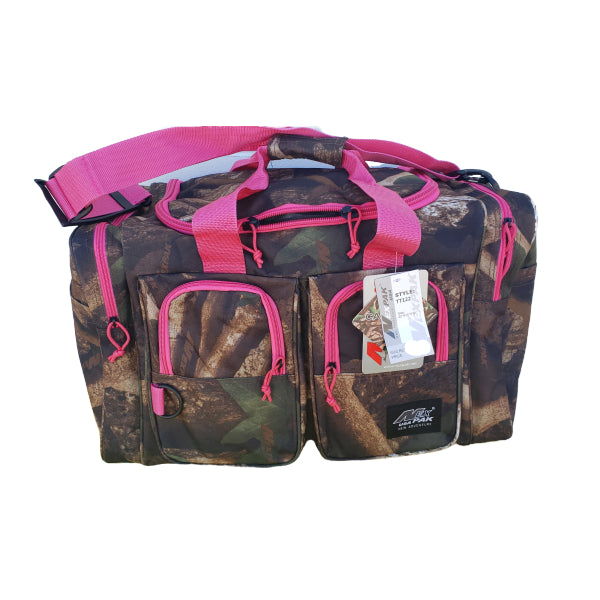 pink and camo gear bag, 22 inches