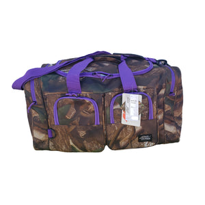 purple and camo gear bag, 26 inches